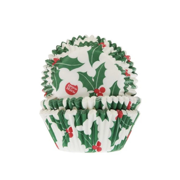 Caissette Cupcake Houx De Noël House Of Marie (x50) 3 Caissette Cupcake Houx De Noël House Of Marie (x50)