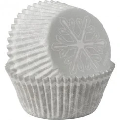 Caissette En Papier Argentée Flocon Ø5cm (x75) Wilton