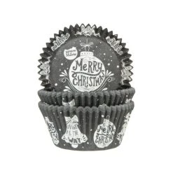 Caissette Cupcake Merry Christmas Black&White House Of Marie (x50)