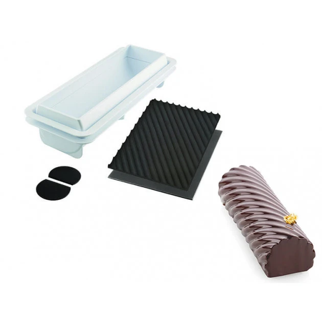 Kit Moule à Bûche Torsade Plastique 25 X 8 Cm X H 6,7 Cm Silikomart Professional 3 Kit Moule à Bûche Torsade Plastique 25 X 8 Cm X H 6,7 Cm Silikomart Professional