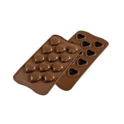 Moule à Chocolat 12 Cœurs Bombés Easy Choc - Silicone Spécial Chocolat -Wilton shop moule a chocolat 12 coeurs bombes easy choc silicone special chocolat 2